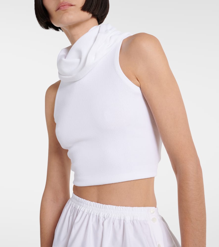 Alaïa Crop Hooded Top In White