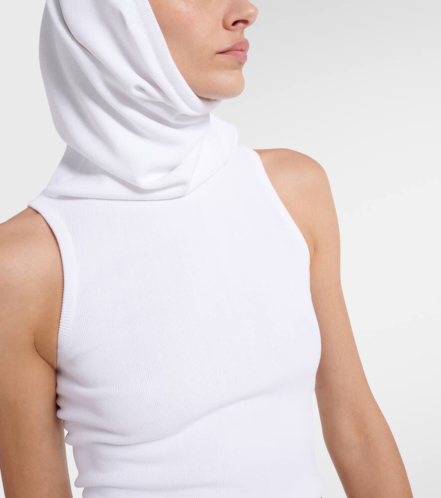 Alaïa Crop Hooded Top In White