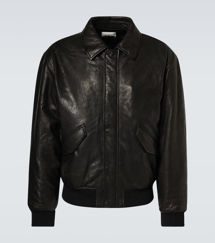 Leather bomber jacket