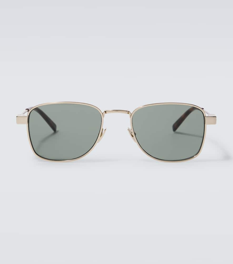 Saint Laurent Hyper Rimlock Rectangular Sunglasses In Gold