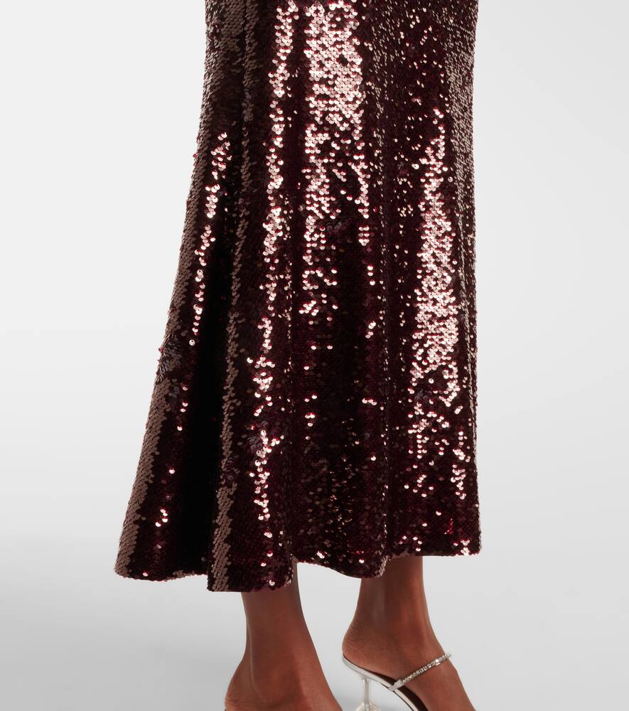 Self-portrait Sequined Cutout Midi Dress In Brown
