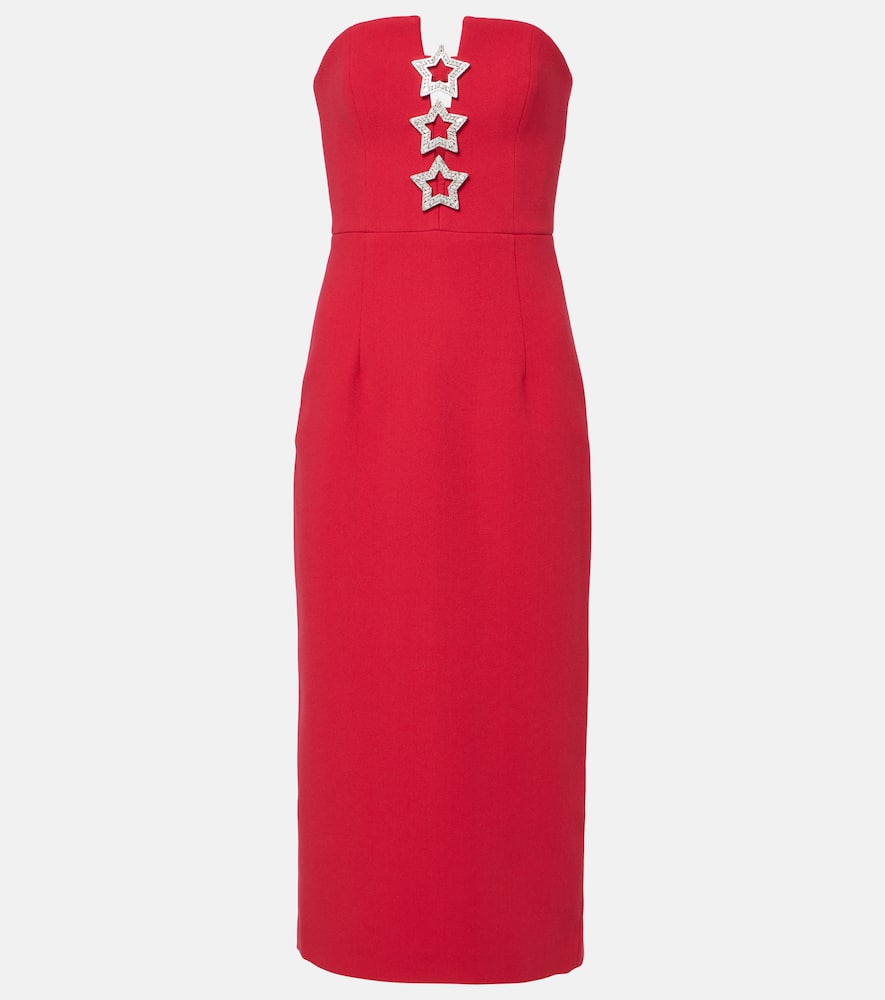 Akari embellished strapless crepe midi dress