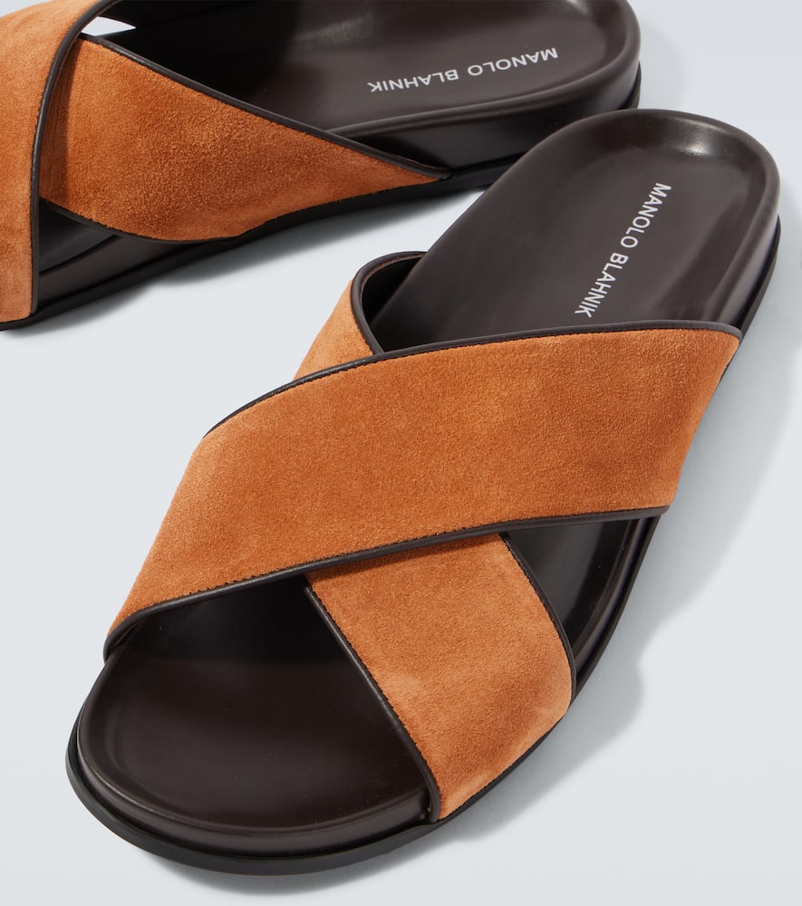 MANOLO BLAHNIK CHILTERN SUEDE SLIDES