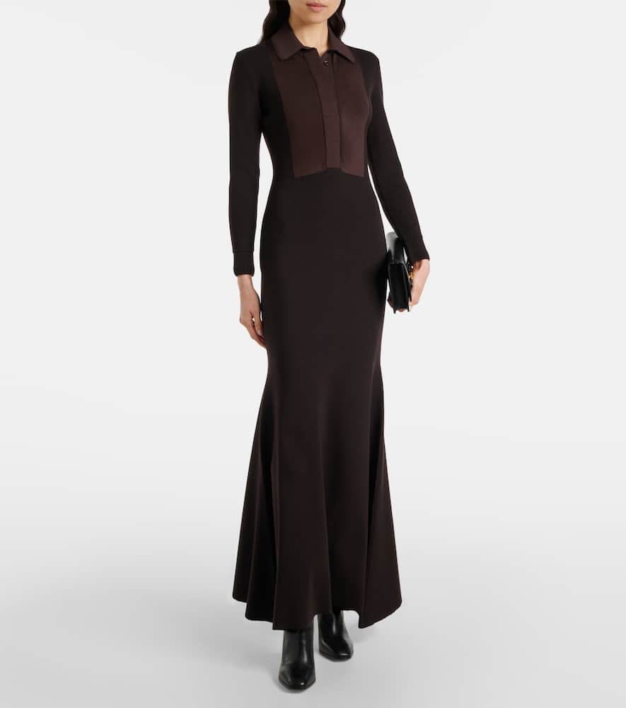 Tom Ford Turtleneck Knitted Wool-blend Dress In Brown