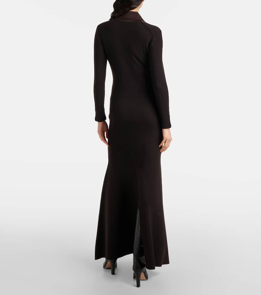 Tom Ford Turtleneck Knitted Wool-blend Dress In Brown