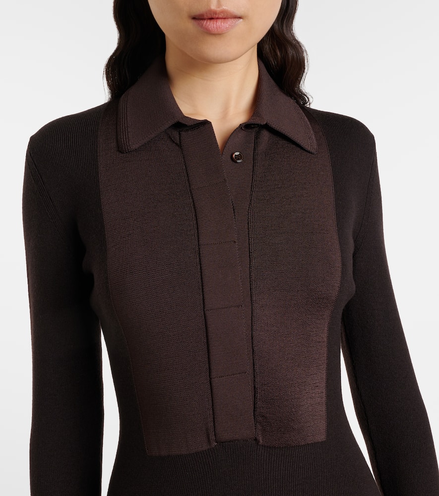 Tom Ford Turtleneck Knitted Wool-blend Dress In Brown