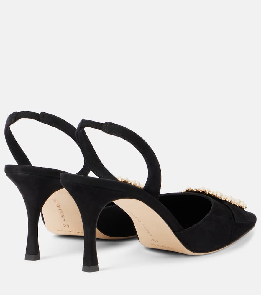 Manolo Blahnik Slingback-pumps Gibsli 70 Aus Veloursleder In Schwarz