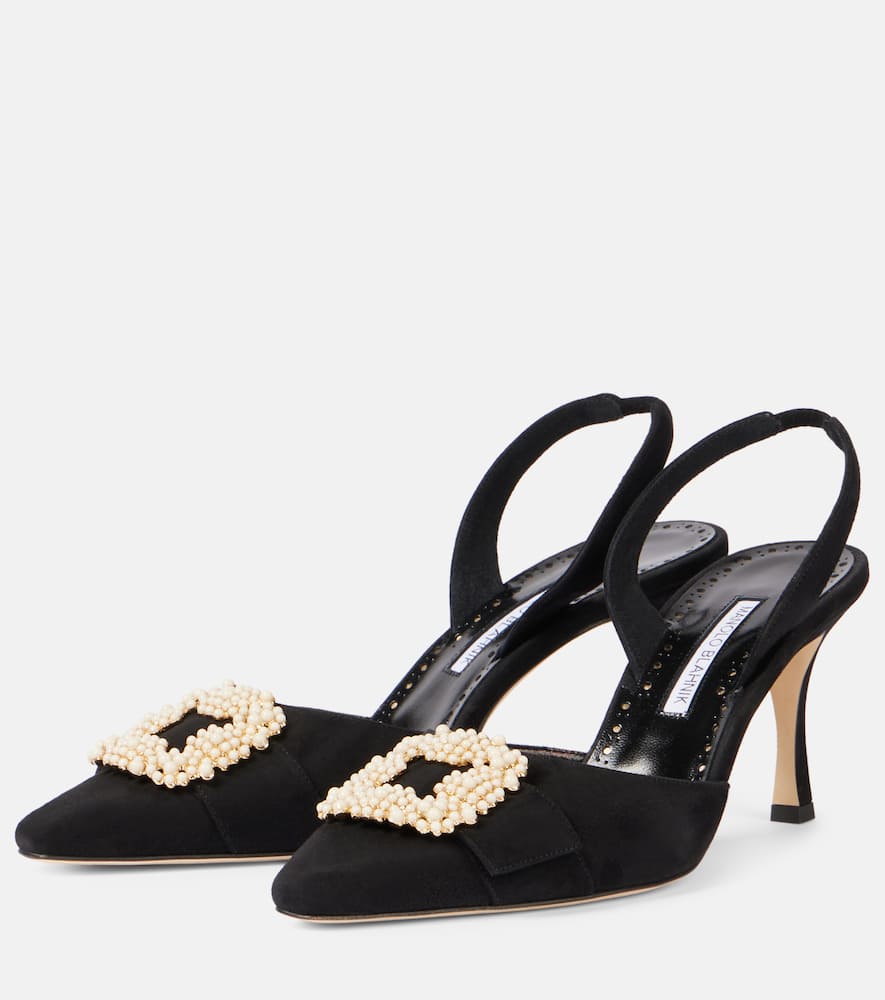 Manolo Blahnik Slingback-pumps Gibsli 70 Aus Veloursleder In Schwarz