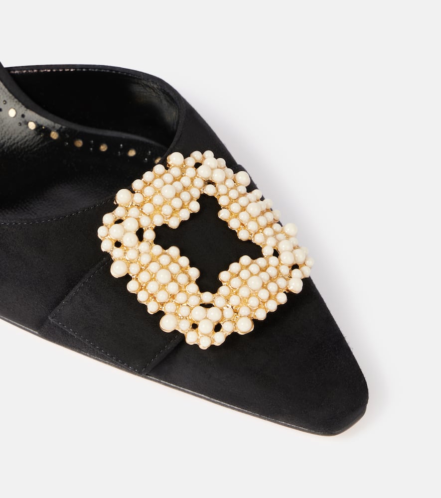 Manolo Blahnik Slingback-pumps Gibsli 70 Aus Veloursleder In Schwarz