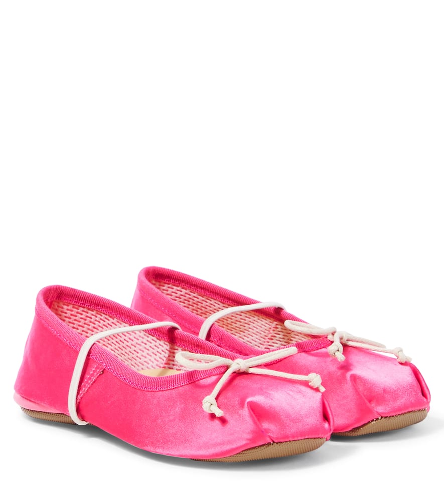 Pèpè Bow-detail Satin Ballet Flats In Pink