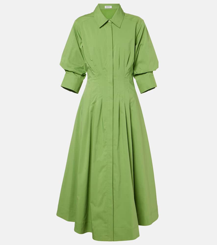 Simkhai Jazz Pintucked Cotton-blend Poplin Midi Shirt Dress In Green