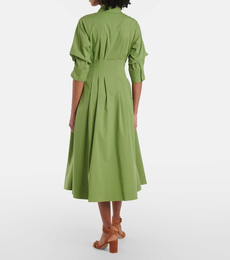 Simkhai Jazz Pintucked Cotton-blend Poplin Midi Shirt Dress In Green