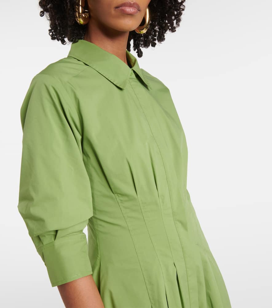 Simkhai Jazz Pintucked Cotton-blend Poplin Midi Shirt Dress In Green