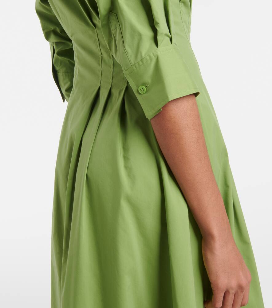 Simkhai Jazz Pintucked Cotton-blend Poplin Midi Shirt Dress In Green