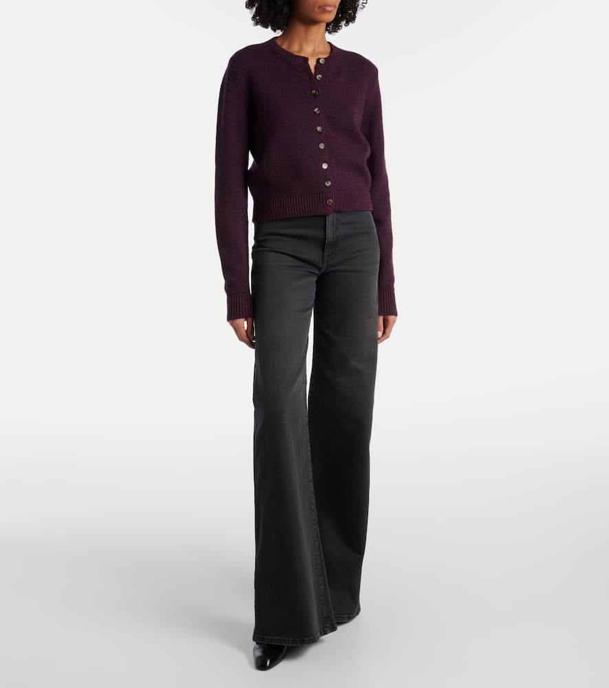 Khaite Plum Cashmere Knit Everheart Cardigan In Purple