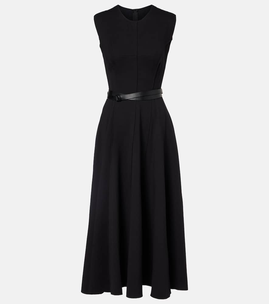 Norma Kamali Belted Cotton-blend Midi Dress In Black
