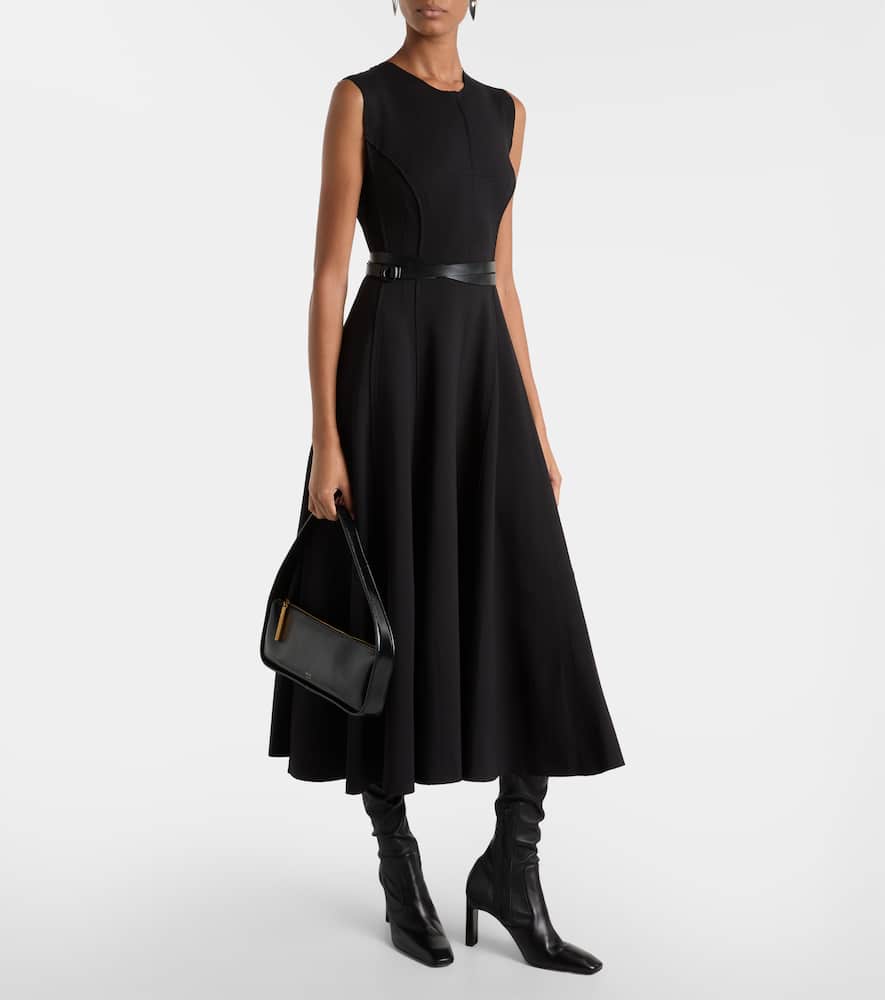 Norma Kamali Belted Cotton-blend Midi Dress In Black