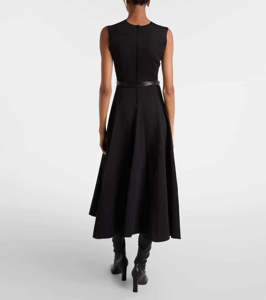 Norma Kamali Belted Cotton-blend Midi Dress In Black