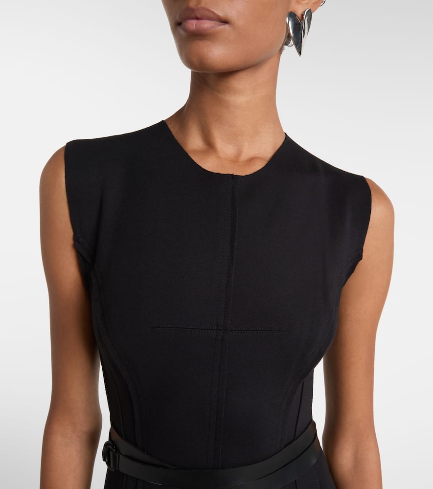 Norma Kamali Belted Cotton-blend Midi Dress In Black