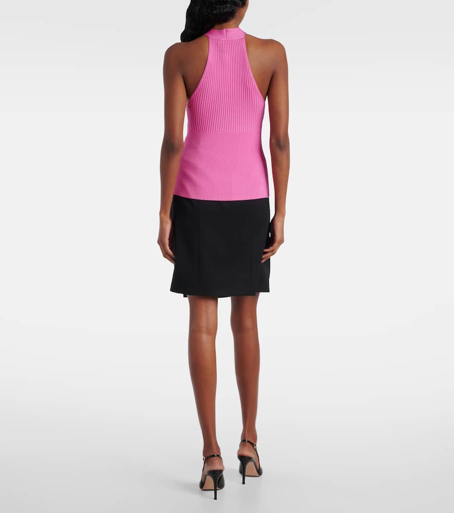 Simkhai Andrea Ribbed-knit Halterneck Top In Pink