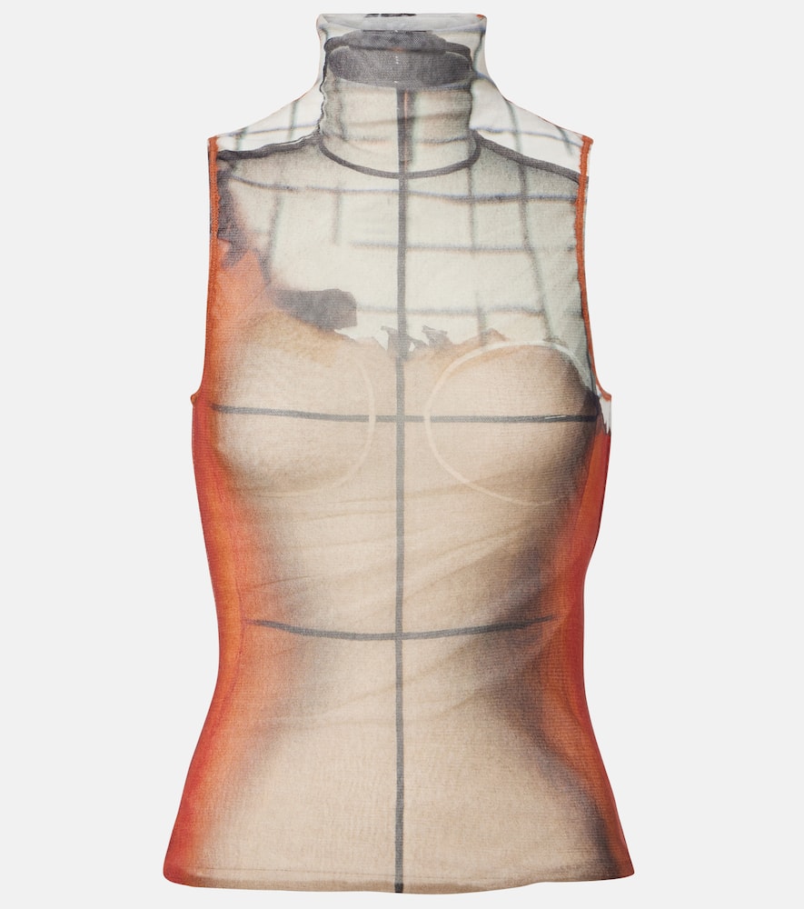 Jean Paul Gaultier Women Printed Tulle The Fire Tank Top In Multi