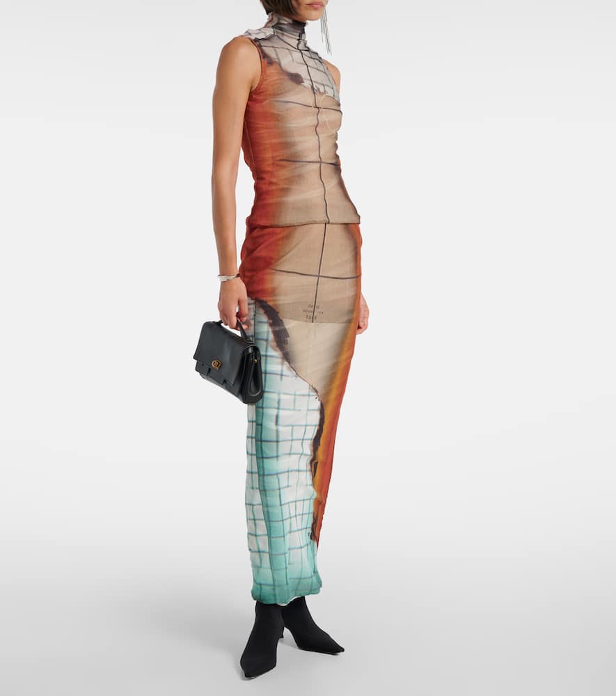 Jean Paul Gaultier Women Printed Tulle The Fire Tank Top In Multi