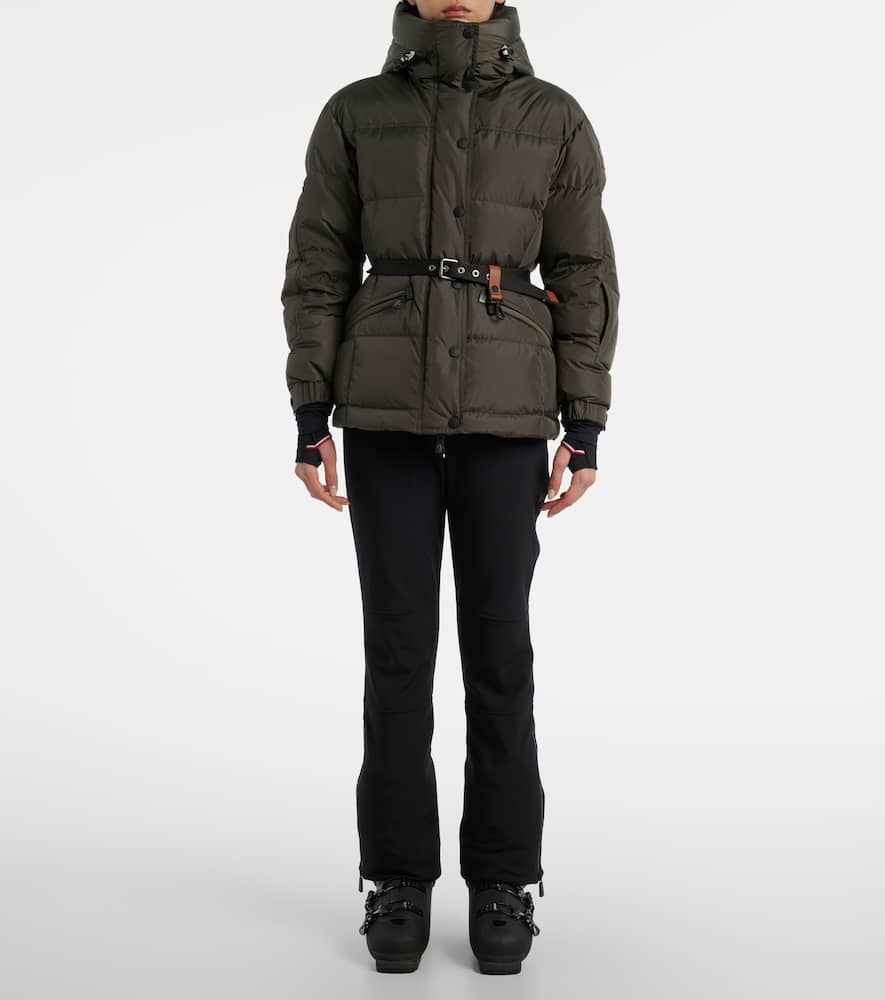 Moncler Salastrains Belted Down Ski Jacket In Green