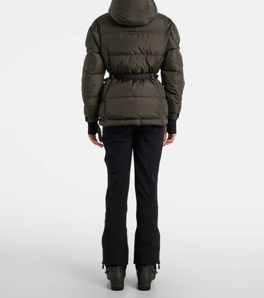 Moncler Salastrains Belted Down Ski Jacket In Green