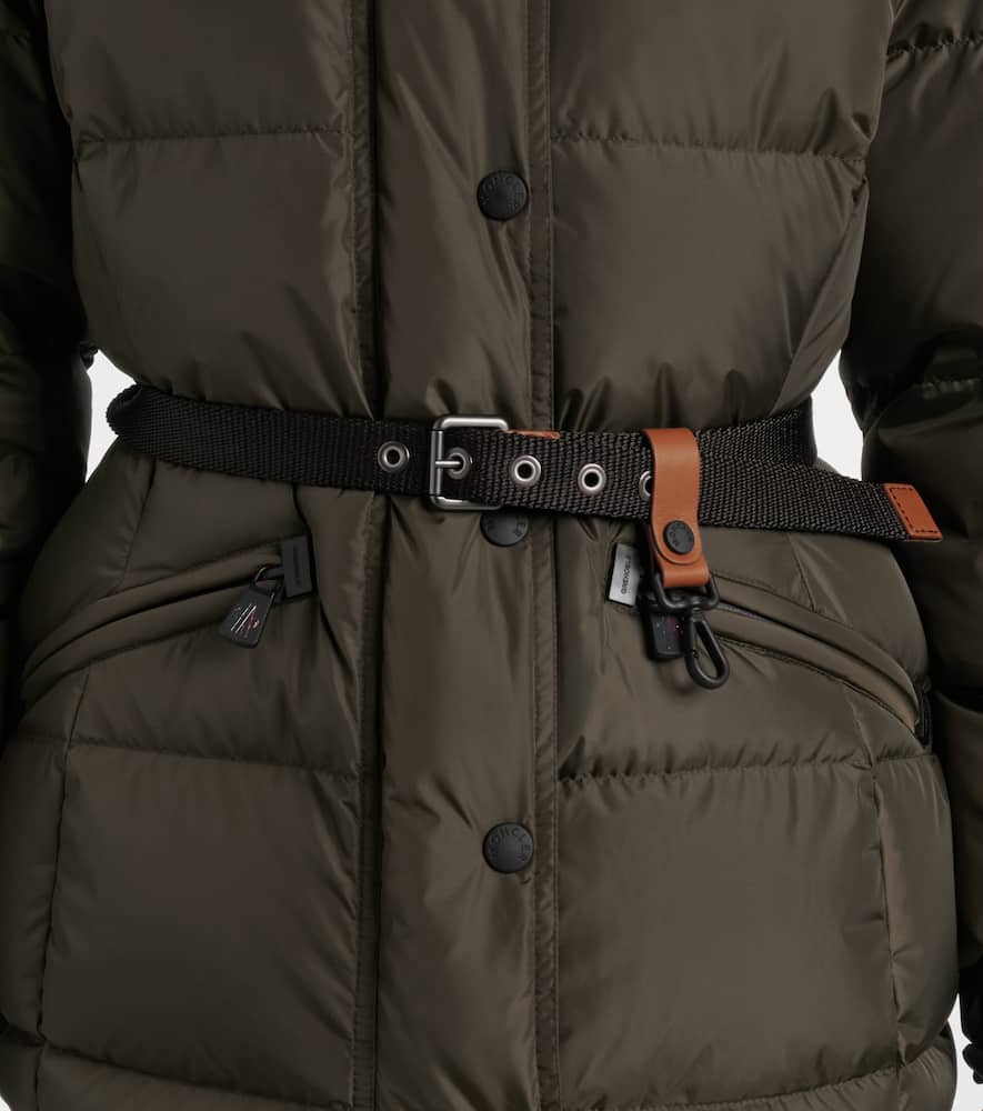 Moncler Salastrains Belted Down Ski Jacket In Green