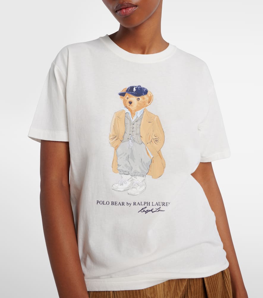 Polo Ralph Lauren Ivory Cotton Jersey T-shirt With Iconic Embroidered Polo Bear In White