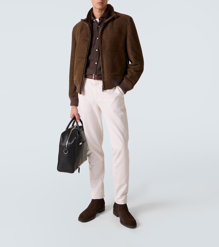  Thom Sweeney Thom Sweeney Shearling-lined Suede Bomber Jacket 