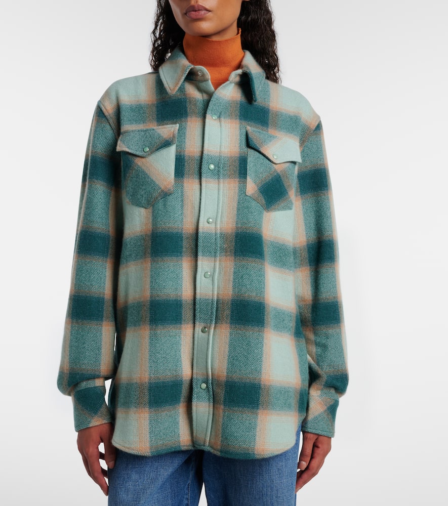 God's True Cashmere Checked Cashmere Overshirt In Green
