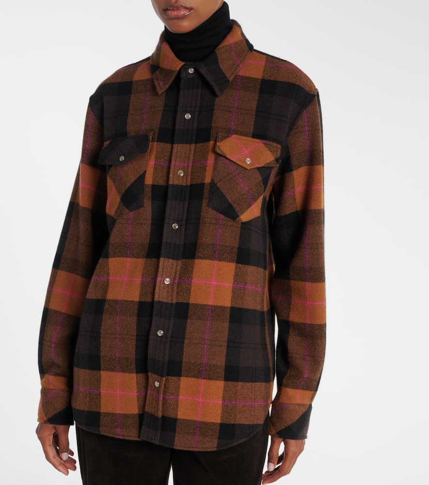 God's True Cashmere Checked Cashmere Shirt In Brown