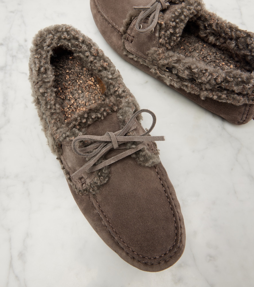  Brunello Cucinelli Brunello Cucinelli Mokassins Monili Aus Veloursleder Mit Shearling 