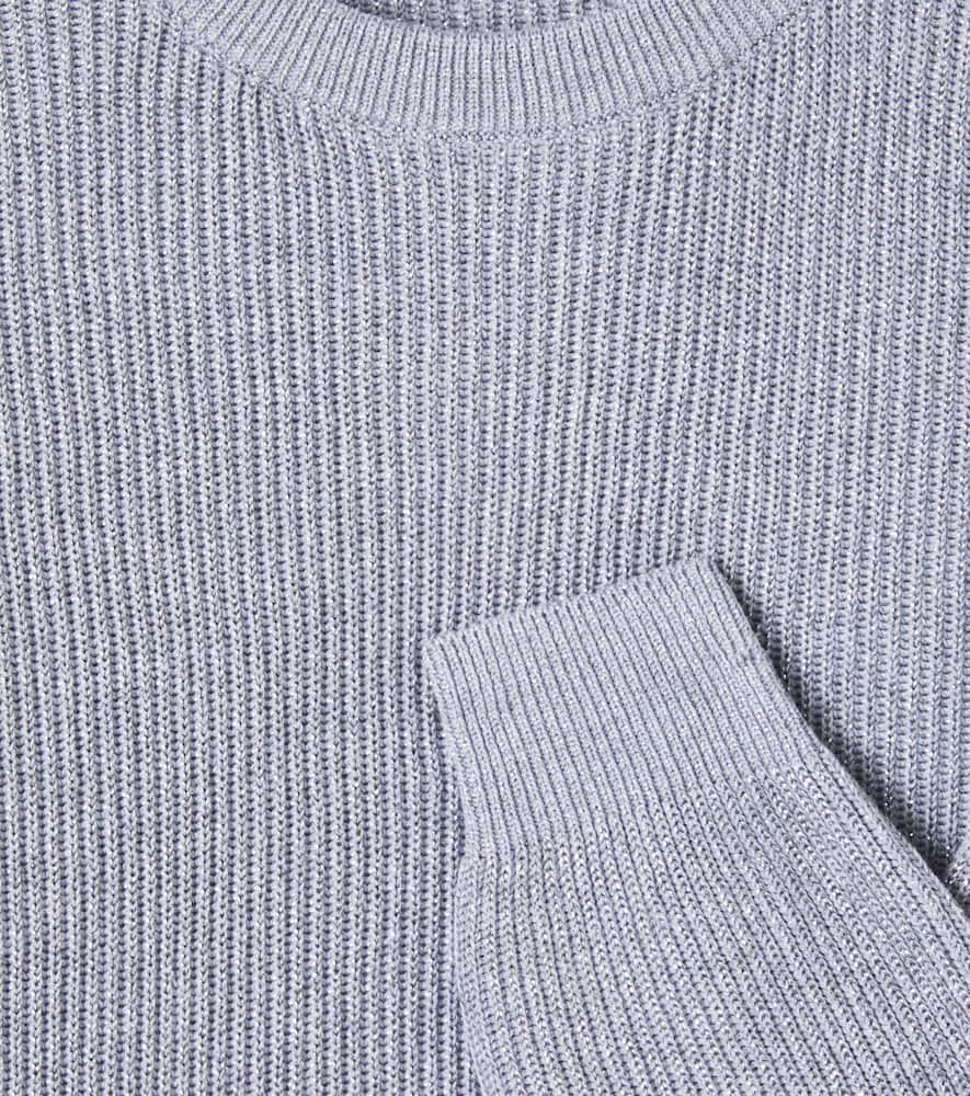 Brunello Cucinelli Ribbed-knit Cotton-blend Sweater In Blue