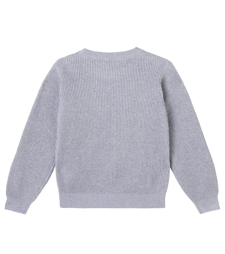 Brunello Cucinelli Ribbed-knit Cotton-blend Sweater In Blue