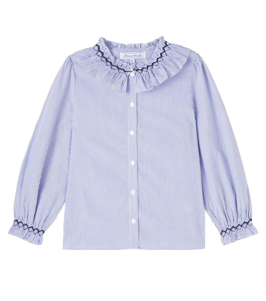 Tartine Et Chocolat Bengal Stripe Embroidered Cotton Shirt In Blue