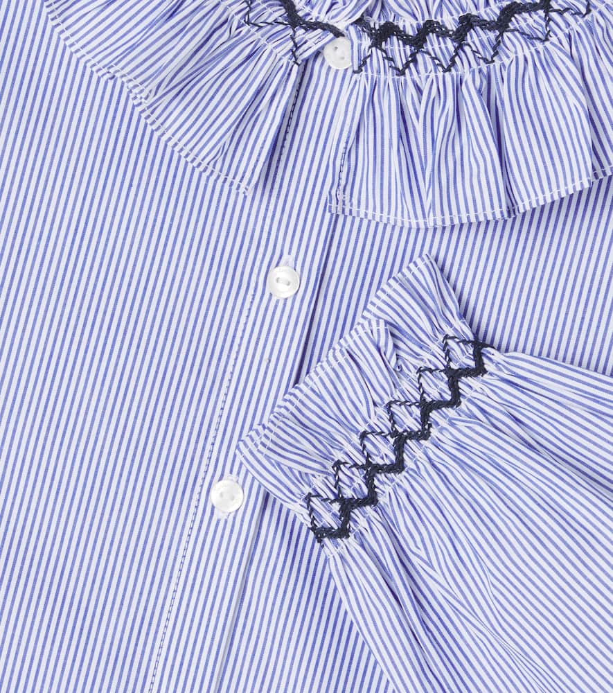 Tartine Et Chocolat Bengal Stripe Embroidered Cotton Shirt In Blue