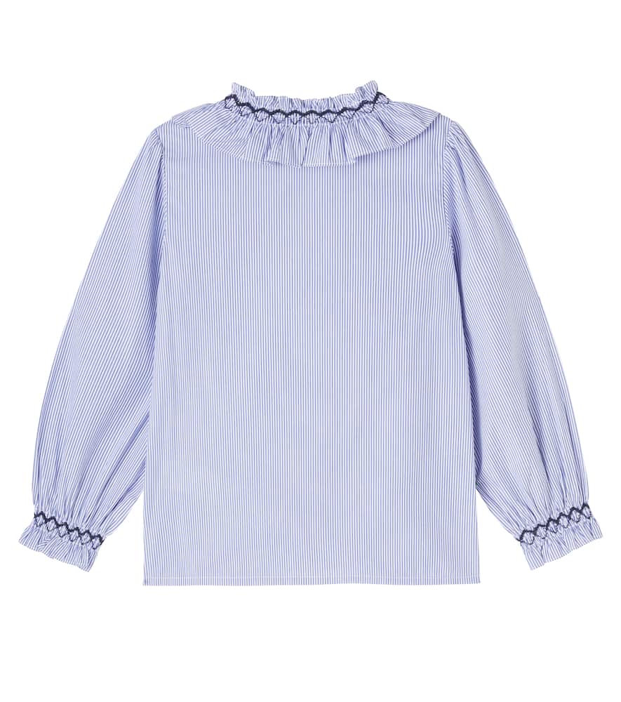 Tartine Et Chocolat Bengal Stripe Embroidered Cotton Shirt In Blue