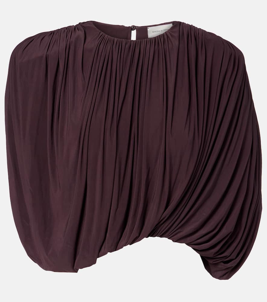 Magda Butrym Asymmetric Draped Top In Brown