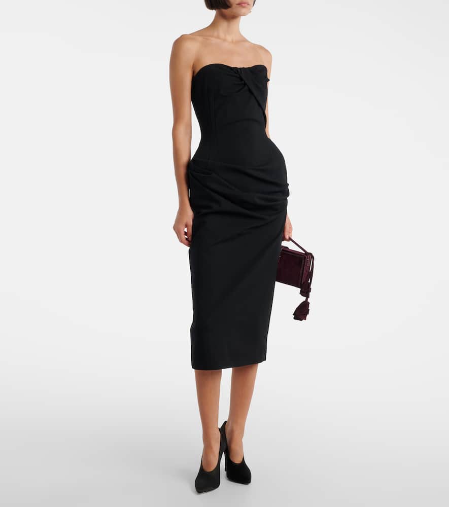 Magda Butrym Draped Midi Dress In Black