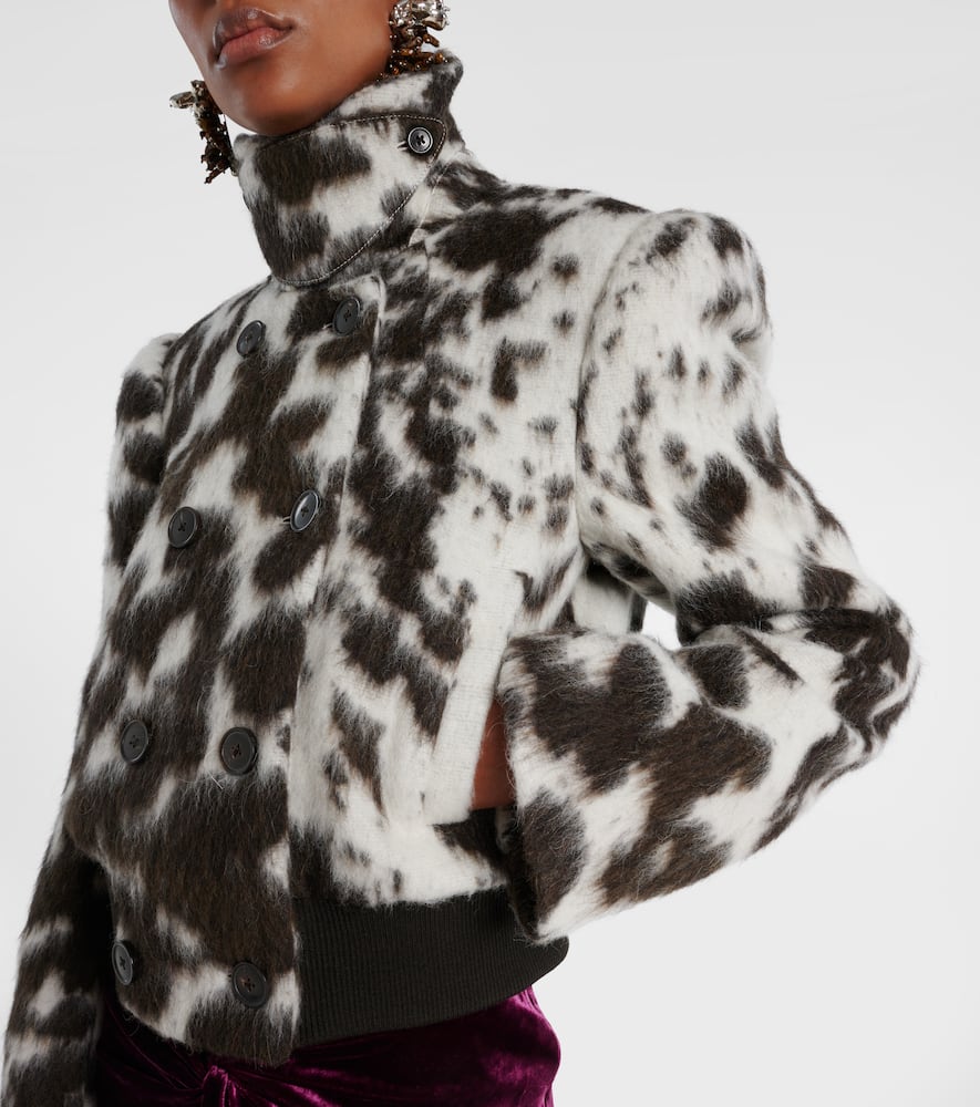 Dries Van Noten Animal-printed Wool-blend Jacket In Brown