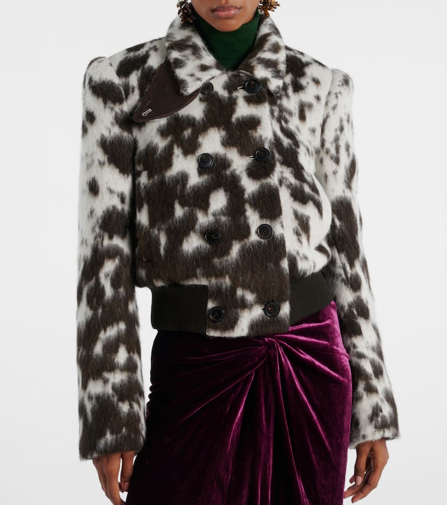 Dries Van Noten Animal-printed Wool-blend Jacket In Brown