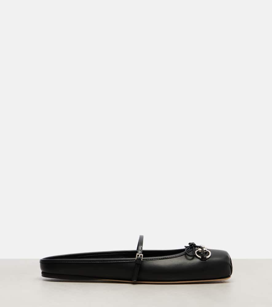 Gucci Horsebit Leather Ballet Flats In Black