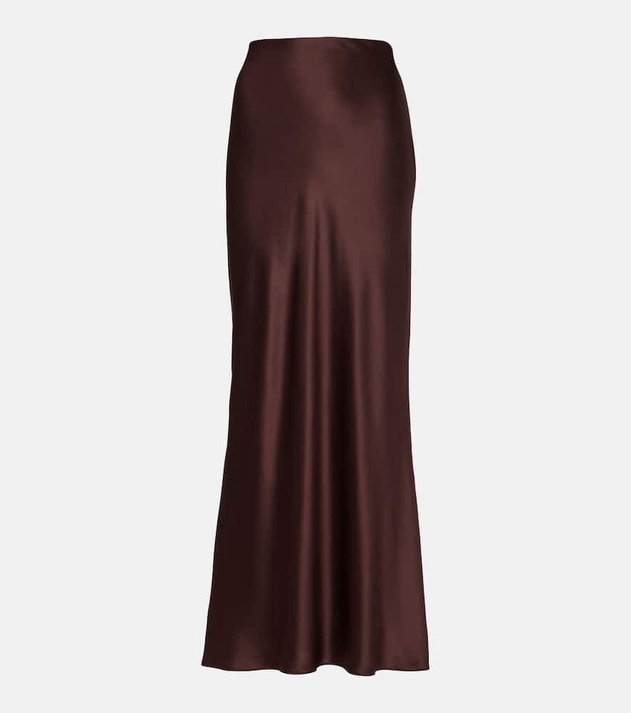 The Sei Silk Satin Maxi Skirt In Brown