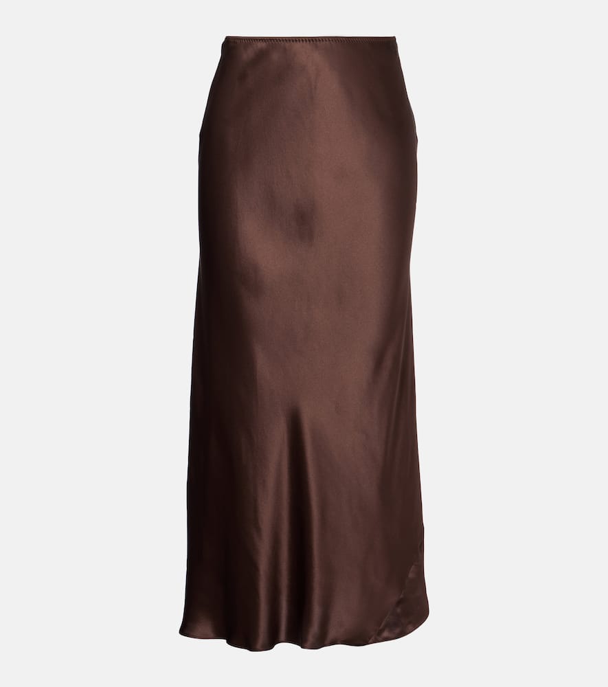 Dorothee Schumacher Sense Of Shine Silk Satin Slip Skirt In Brown