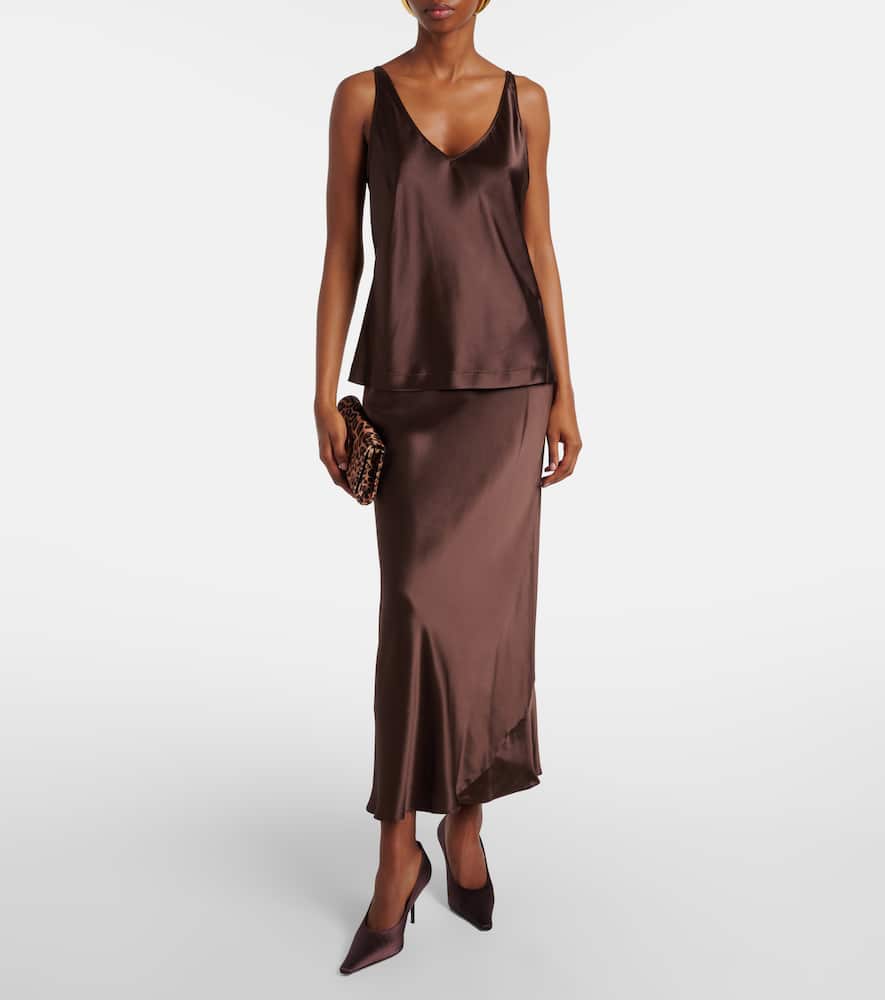 Dorothee Schumacher Sense Of Shine Silk Satin Slip Skirt In Brown