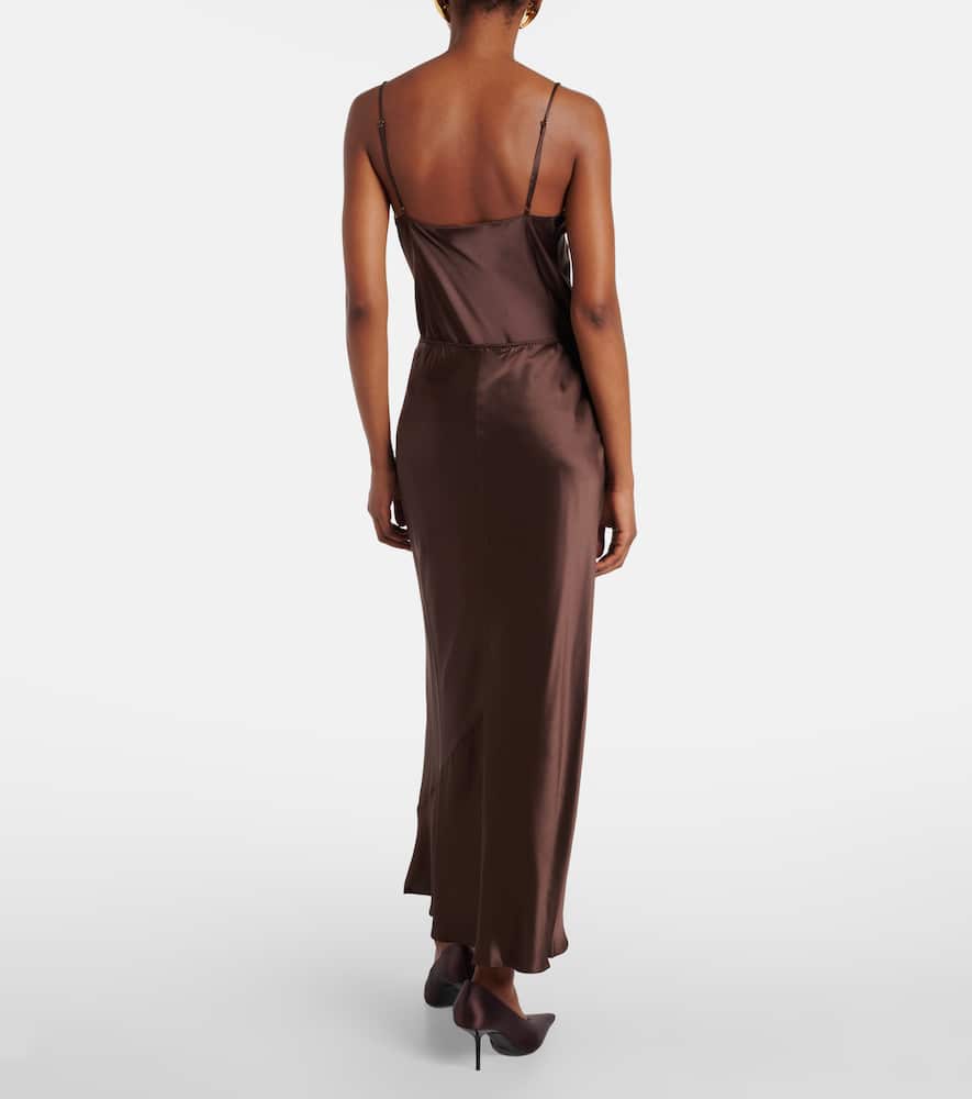 Dorothee Schumacher Sense Of Shine Silk Satin Slip Skirt In Brown