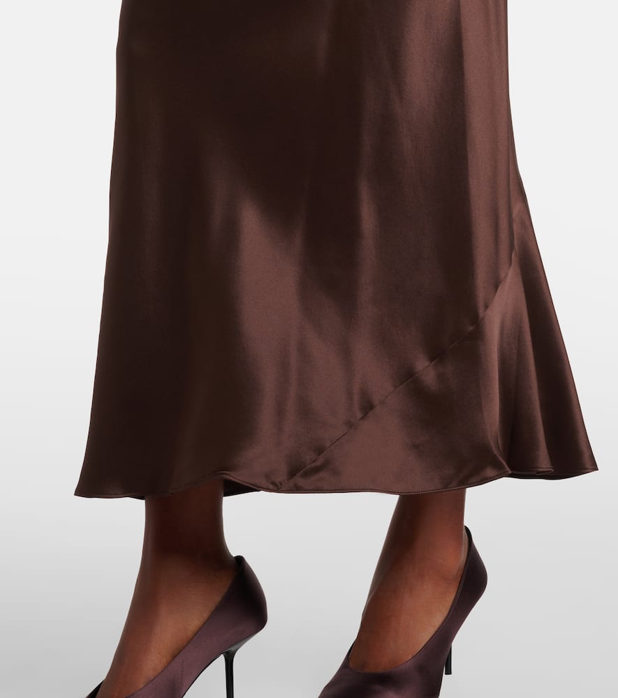 Dorothee Schumacher Sense Of Shine Silk Satin Slip Skirt In Brown