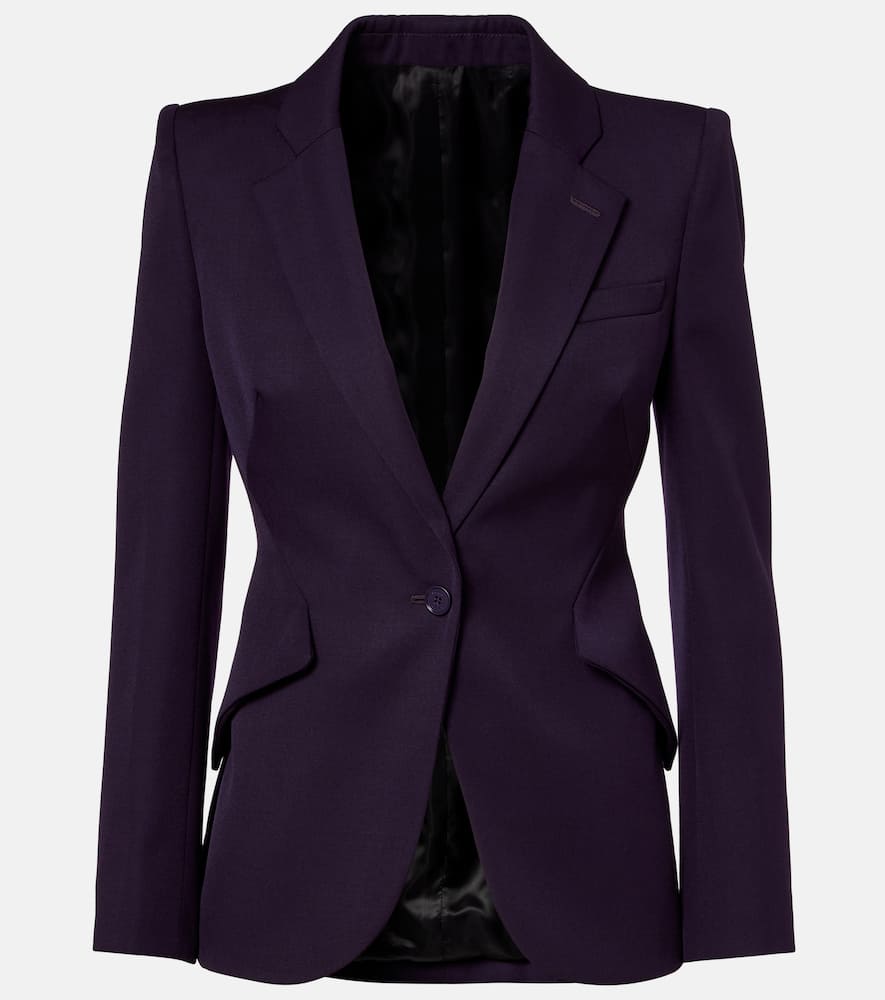 Alexander Mcqueen Wool Blazer In Purple